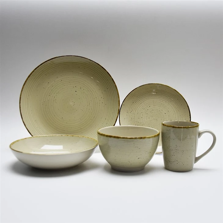 Handpainted Stoneware Dinnerware Collection With Spray-Dot